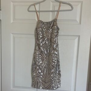 Lulu’s Sequin Silver Mini Dress